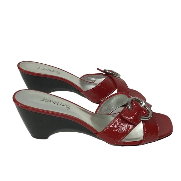 NEW Joan & David Red Patent Leather Mule Slip On Sandals sz 8 1/2 8.5 - Picture 2 of 15